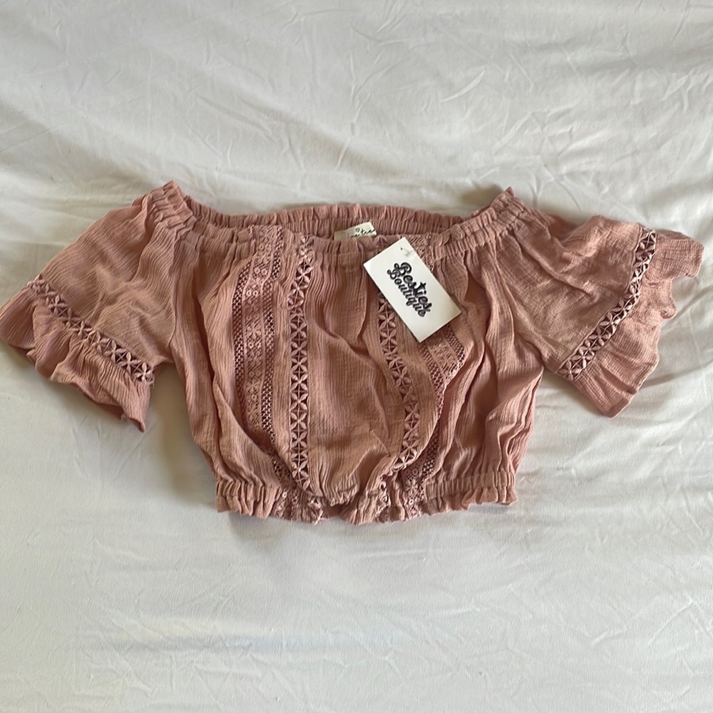 Love tree, Cropped Dusty Rose Boho Top, S